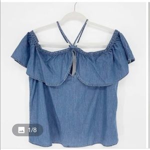 Express Denim Off the Shoulder Top